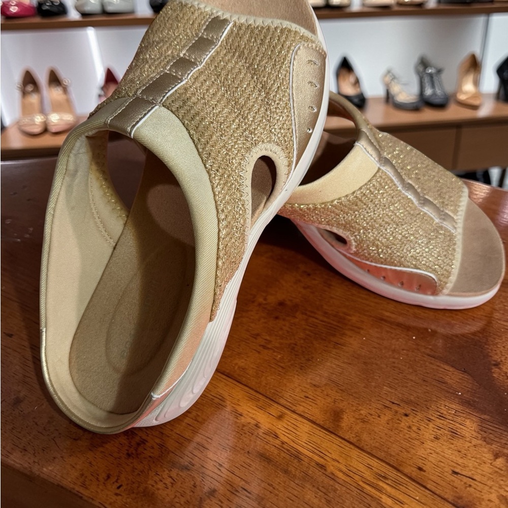 Easy Spirit Tan and Gold Sandals - Picture 2 of 7